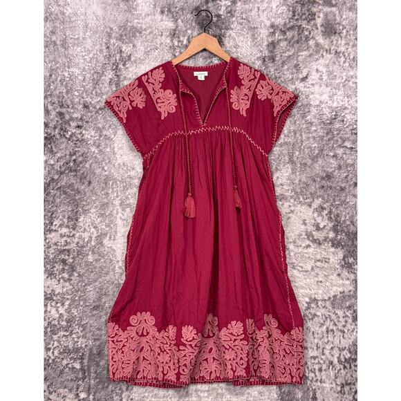 Sundance Dress XS Womens Red Embroidered Tassel Kaftan - Picture 1 of 7